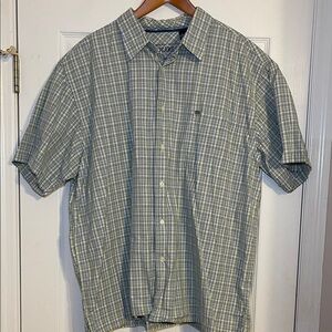 Nautica Casual Green Checkered Button Down Shirt XXL